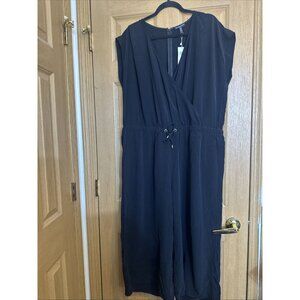 Eileen Fisher Black Wide Leg Jumpsuit Drawstring Waist Size 1X